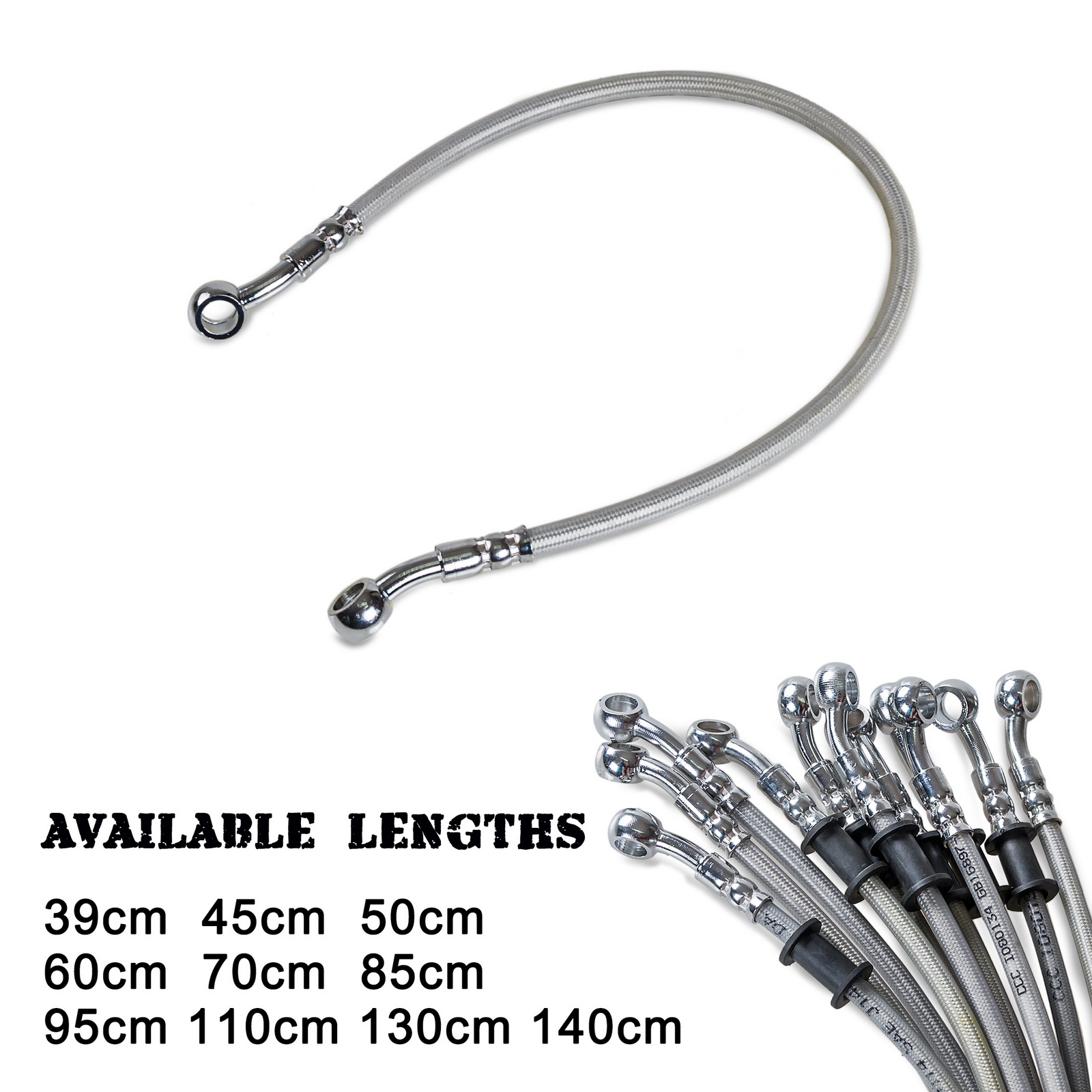 Braided Line - Tubo Flessibile per Freni Moto 39cm-140cm,
